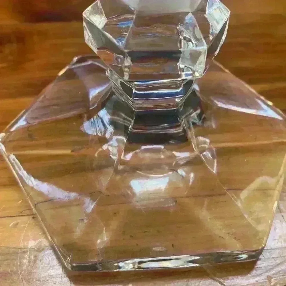 Clear And Frosted Crystal Candlestick/Candle Stick Holder Sudety Made In Poland